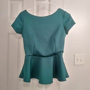 Green peplum shirt
